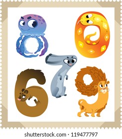 Similar Images, Stock Photos & Vectors of Cartoon animals numbers set ...