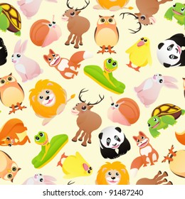 Cartoon animals pattern seamless