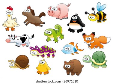 Cartoon animals and pets