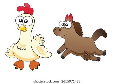 Cartoon animals and pets vector and funny characters