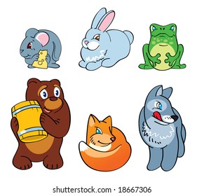 Cartoon animals from russian tale ?Mitten