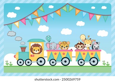 Cartoon animals safari joy train