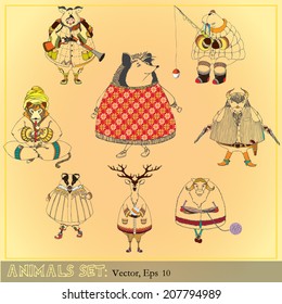 cartoon animals set