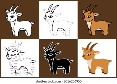 Cartoon Animals set of ANTELOPE, Vector illustration