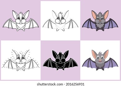 Cartoon Animals set of BAT, Vector illustration