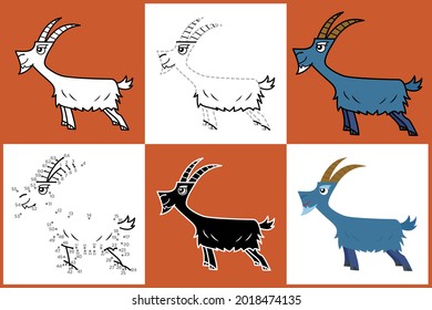 Cartoon Animals set of GOAT, Vector illustration
