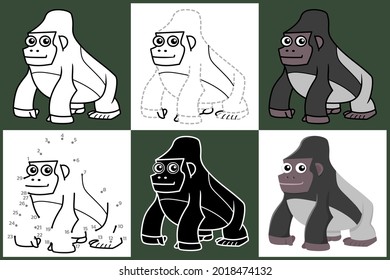 Cartoon Animals set of GORILLA, Vector illustration