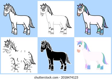 Caricatura Animales conjunto de HORSE, ilustración vectorial