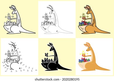 Cartoon Animals set of KANGAROO, Vector illustration