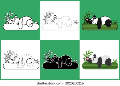 Cartoon Animals set of PANDA, Vector illustration