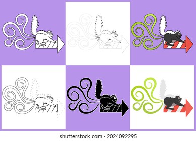 Cartoon Animals set of SKUNK, Vector illustration