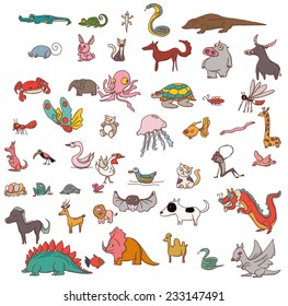cartoon animals set vector
