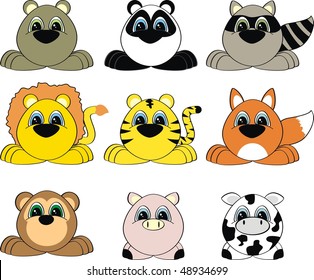 cartoon animals set in vector format