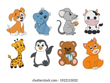 
Cartoon animals. set of animals Vector illustration
