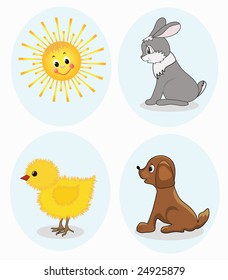 Cartoon animals set, vector illustration.