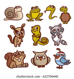 Cartoon Animals Set Vector Illustration