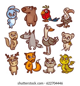 Cartoon Animals Set Vector Illustration