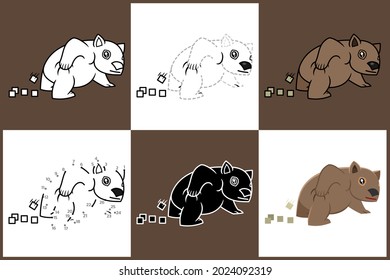 Cartoon Animals set of VOMBAT, Vector illustration