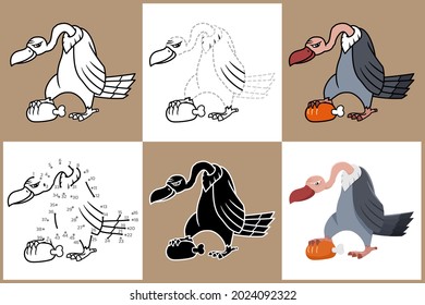 Cartoon Animals set of VULTURE, Vector illustration