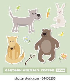 cartoon animals, vector illustration