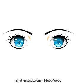 cartoon anime blue eye on white background