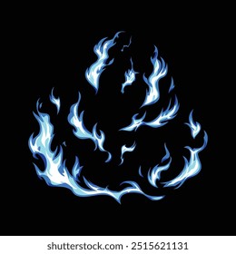 cartoon anime blue fire flame