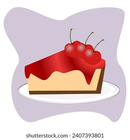 Cartoon anime cheesecake with jam strawberry 