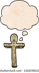 símbolo del tobillo de dibujos animados con burbuja de pensamiento en forma de textura gruesa
