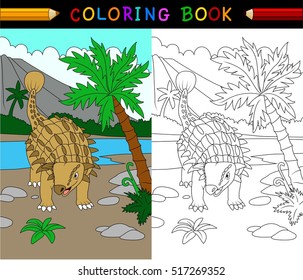 Cartoon ankylosaurs coloring page