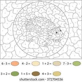 Cartoon Ankylosaurus Color By Number Educational Stock Vector (Royalty ...