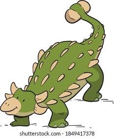 Cartoon Ankylosaurus dinosaur illustration vector