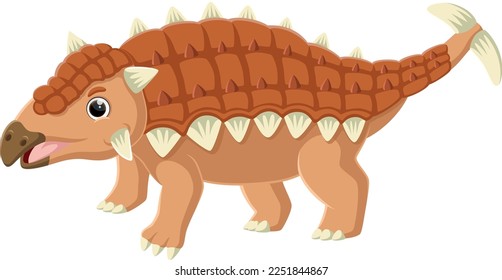 Cartoon ankylosaurus dinosaur isolated on white