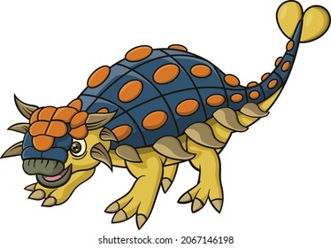 Cartoon ankylosaurus dinosaur on white background