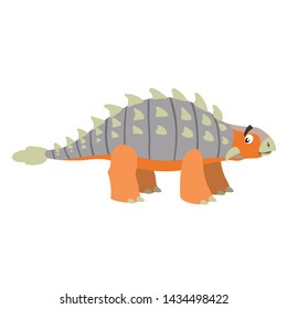 Cartoon ankylosaurus. Flat simple style herbivore dinosaur. Jurassic world animal. Vector illustration for kid education or party design elements. Isolated on white background.