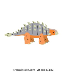 Cartoon ankylosaurus. Flat simple style herbivore dinosaur. Jurassic world animal. Vector illustration for kid education or party design elements. Isolated on white background.