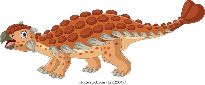 Cartoon ankylosaurus on white background