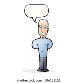 cartoon annoyed balding man with speech bubble