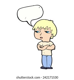 caricatura de un chico molesto con burbuja de habla