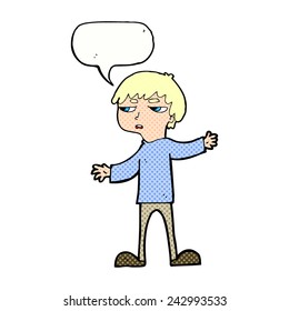 cartoon annoyed boy with speech bubble