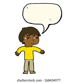 cartoon annoyed boy with speech bubble