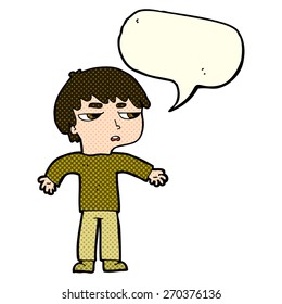 cartoon annoyed boy with speech bubble