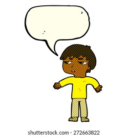 cartoon annoyed boy with speech bubble