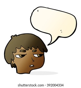 caricatura de un chico molesto con burbuja de habla