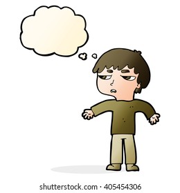 cartoon annoyed boy with thought bubble
