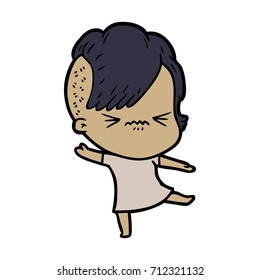 cartoon annoyed hipster girl