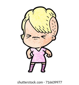 cartoon annoyed hipster girl