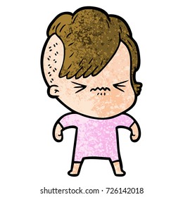 cartoon annoyed hipster girl