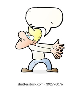 cartoon annoyed man gesturing with speech bubble