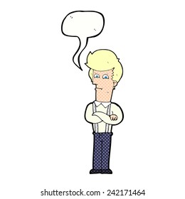 caricatura de un hombre fastidiado con burbuja de habla