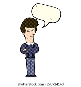 caricatura de un hombre fastidiado con burbuja de habla